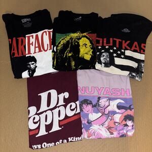 Men’s Modern T-shirt Lot Size Small 5 Piece Graphic Music Anime